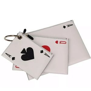 White NWT Kate Spade Lucky Draw Playing Card Trio